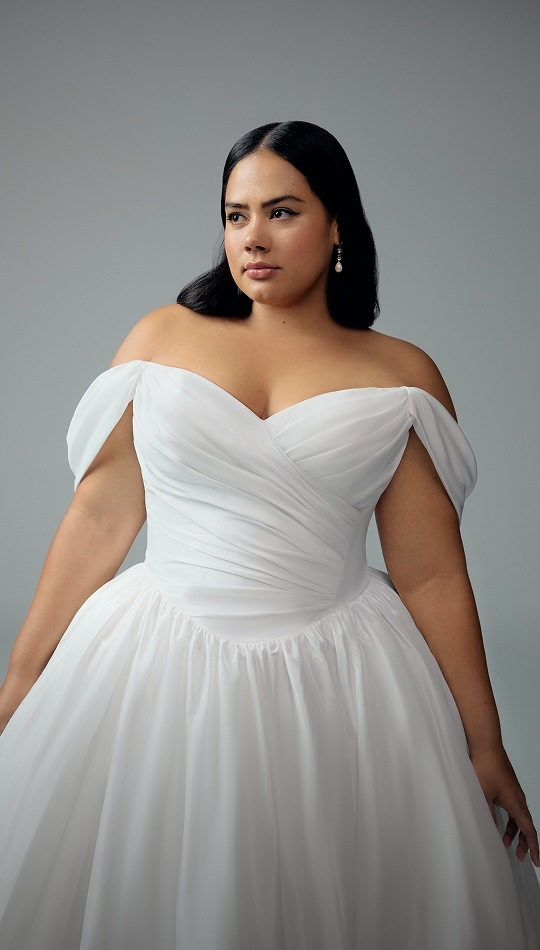 Model wearing an Off the shoulder Style gown