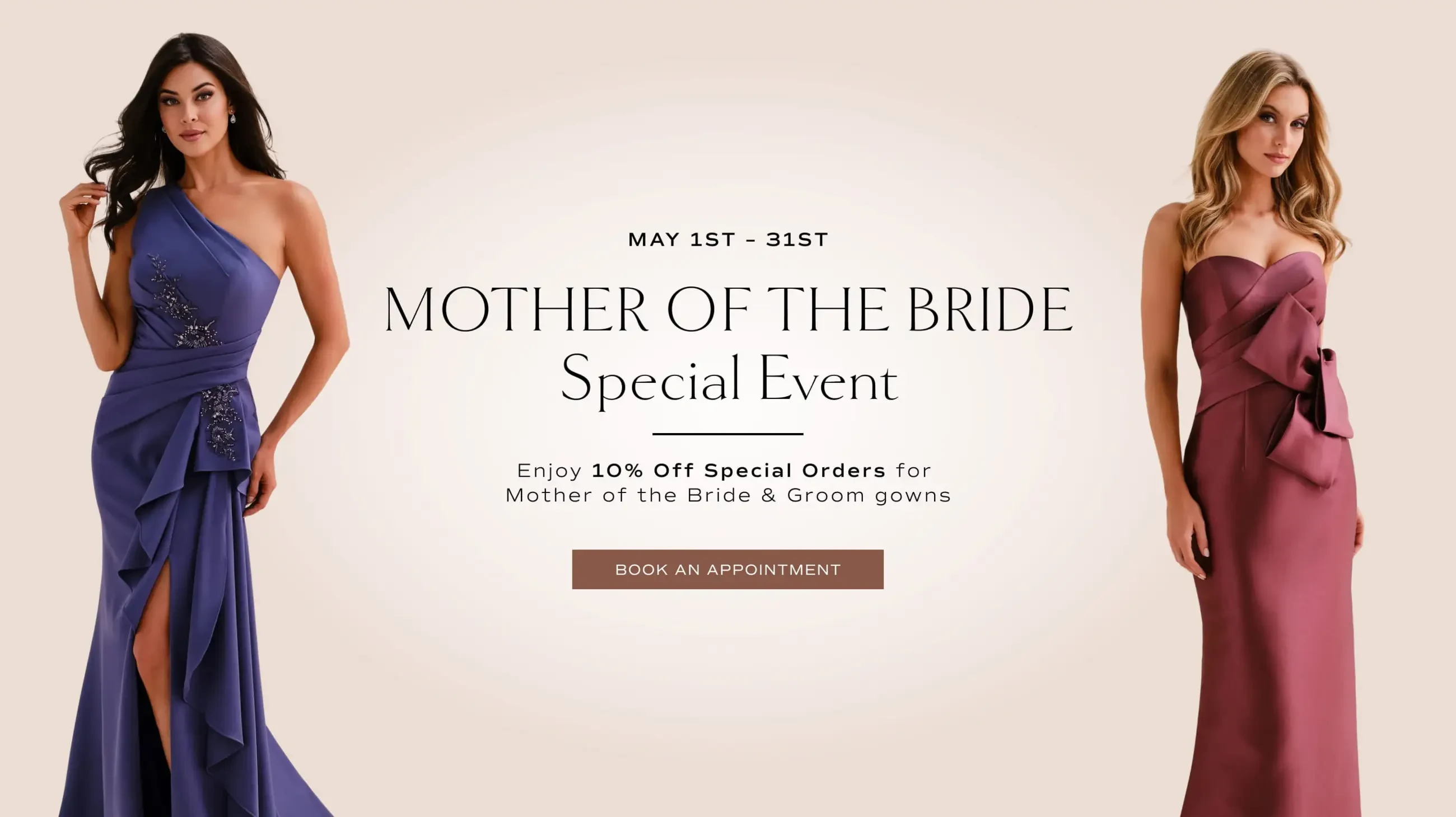 Mother of the Bride Trunk Show Banner for Desktop